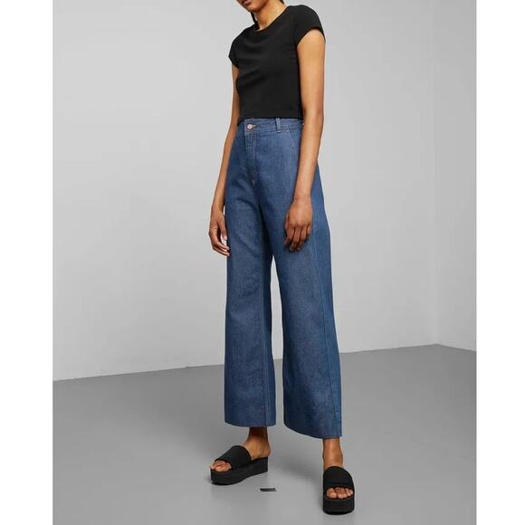 Weekday 100% Cotton Cory Denim Trouser Wide Leg Jeans Size 0 - Picture 1 of 9